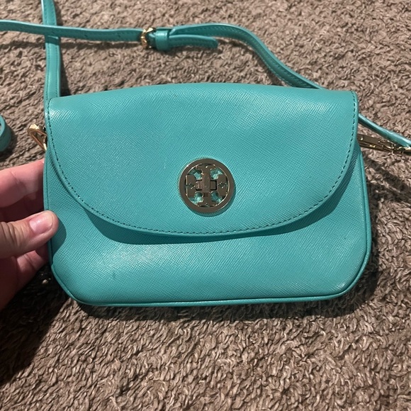 Tory Burch Designer Teal Blue Crossbody Purse - Picture 2 of 7